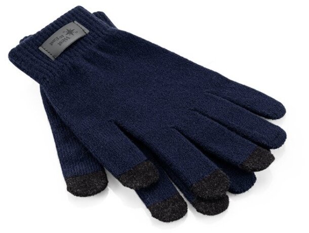 Guantes Burrow de poliéster reciclado rPET con puntas táctiles Azul marino detalle 6