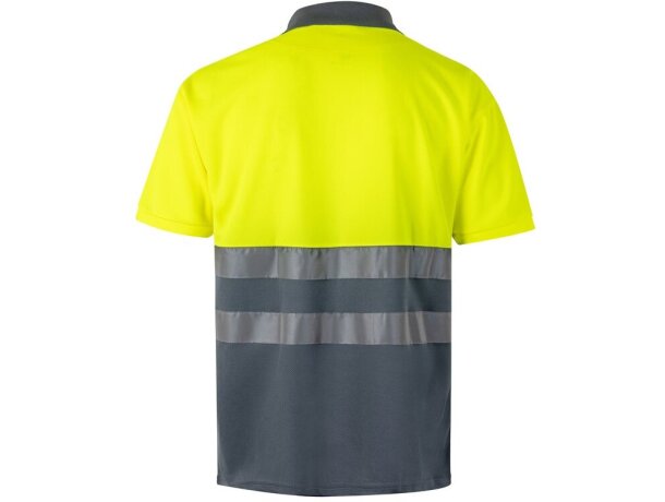 Polo alta visibilidad Cupid Large bicolor manga corta 4XL 5XL Gris/Amarillo detalle 25