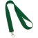 Lanyard de poliéster con mosquetón verde