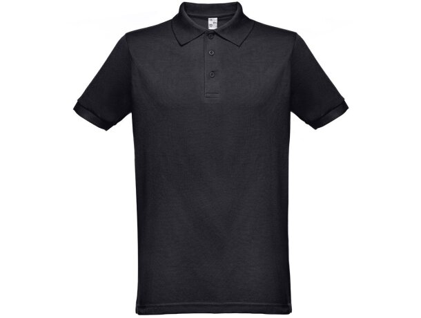 Polo berlin piqué de hombre con cuello y mangas en canalé Negro detalle 22