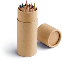 Caja Cylinder con 12 lápices de color personalizado