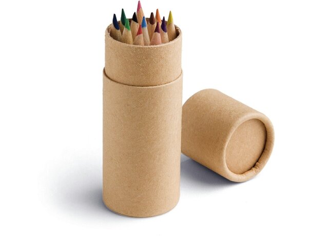 Caja Cylinder con 12 lápices de color personalizado