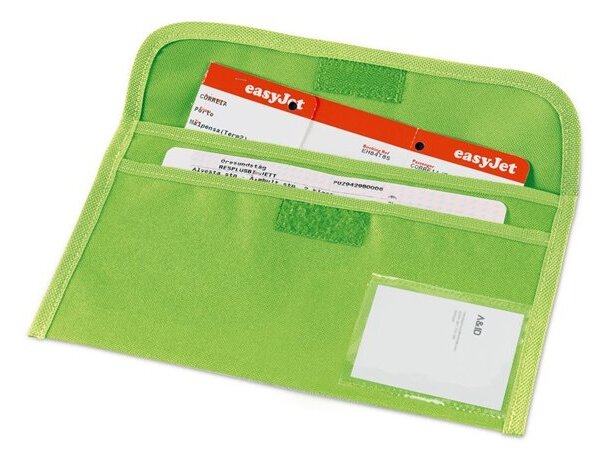 Portadocumentos de viaje con ventana de identificación verde claro