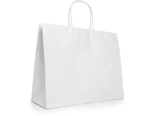 Bolsa Kelly de papel blanca con asa retorcida 40x34x11 cm detalle 1