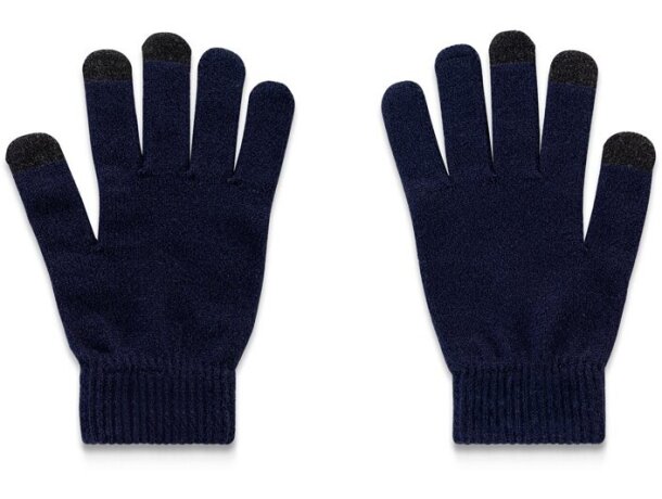 Guantes Burrow de poliéster reciclado rPET con puntas táctiles Azul marino detalle 4