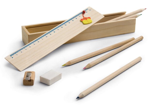 Estuche de madera para dibujar y colorear personalizado