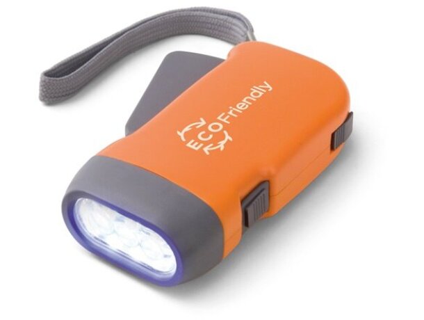 Linterna dinamo de 3 luces led naranja
