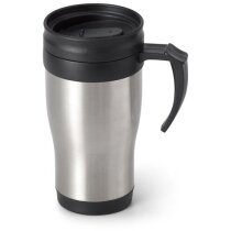 Taza de viaje en acero con tapa cromado satinado Taza de viaje en acero con tapa cromado satinado