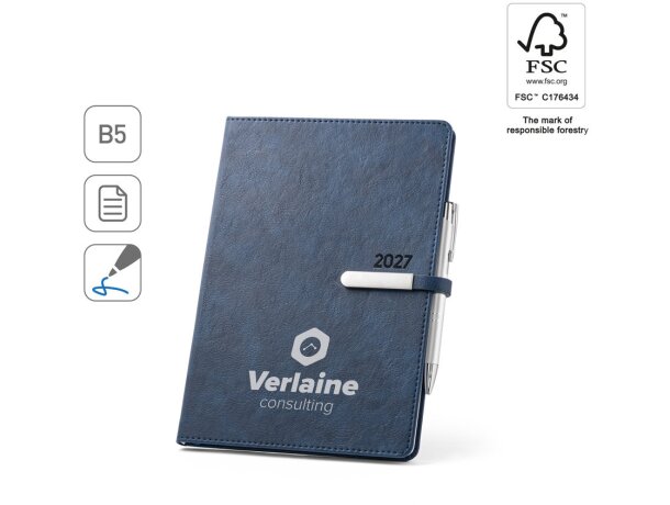 Agenda Verlaine B5 con cierre magnético y soporte para bolígrafo detalle 1