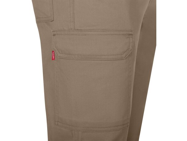 Pantalón de sarga multibolsillos Hermes con cintura elástica Natural claro detalle 7