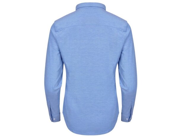 Camisa oxford Prithvi mujer elástica manga larga Azul detalle 18