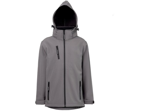 Chaqueta softshell infantil Zagreb Kids con capucha desmontable Gris detalle 14