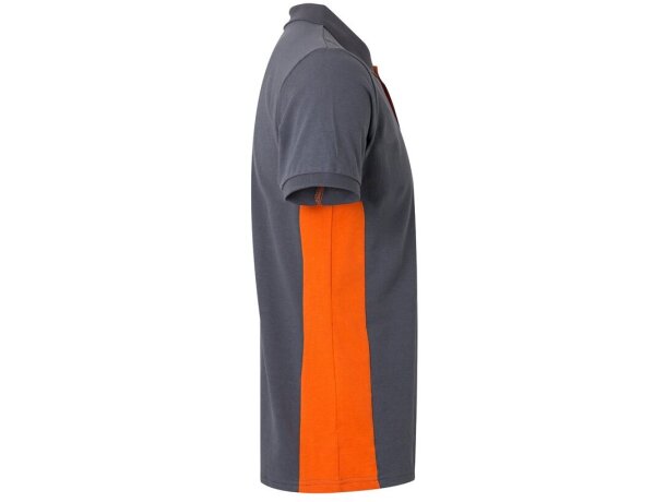 Polo piqué bicolor Supay manga corta con cuello en canalé Gris/Naranja detalle 21