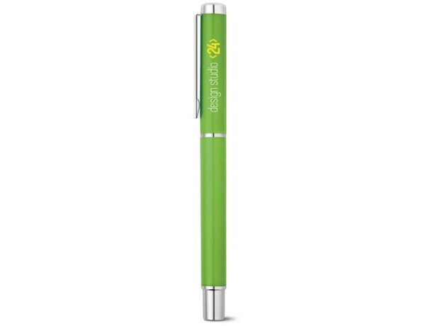 Bolígrafo con clip de metal y diseño recto verde claro