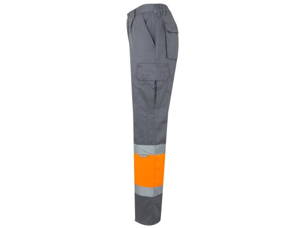 Pantalón de sarga bicolor VL Athena con bandas reflectantes Gris/Naranja detalle 15