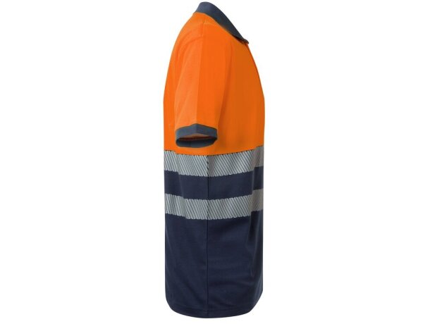 Polo piqué bicolor alta visibilidad vl achelous manga corta Azul marino/Naranja detalle 4