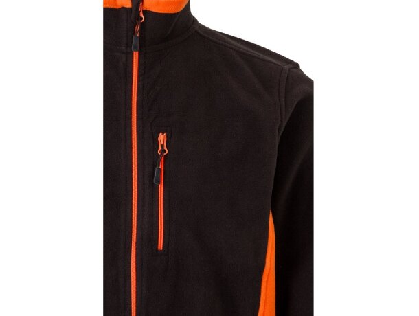Chaqueta polar bicolor Geras con cinco bolsillos y cremallera Negro/Naranja detalle 39