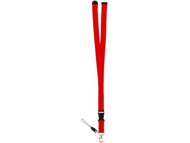 Lanyard Murray de poliéster doble Rojo detalle 5