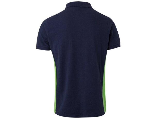Polo piqué bicolor Supay manga corta con cuello en canalé Azul marino/Verde detalle 10