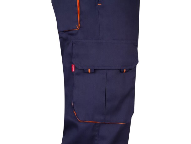 Pantalón de sarga multibolsillos bicolor VL Hypnos Azul marino/Naranja detalle 61
