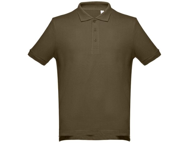 Polo Adam de algodón piqué cardado con cuello canalé Verde militar detalle 26