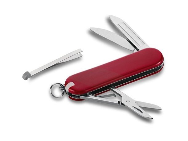Navaja multiusos de plástico y metal burdeos