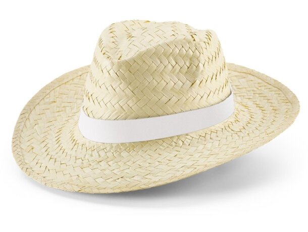 Sombrero promocional paja trigo natural cinta sublimable Blanco detalle 2