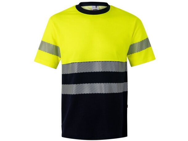 Camiseta de piqué bicolor Bastet de alta visibilidad Azul marino/Amarillo detalle 11
