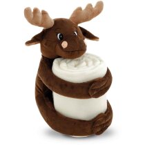 Manta navideña polar con reno peluche Moose marrón