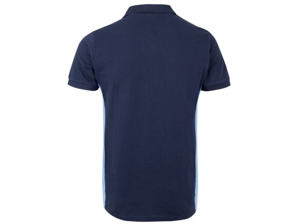 Polo piqué bicolor Supay manga corta con cuello en canalé Azul marino/Azul claro detalle 4
