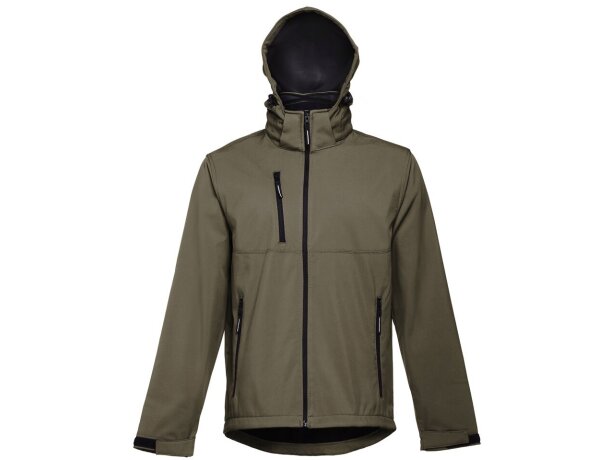 Chaqueta softshell zagreb con capucha removible para hombre Verde militar detalle 9