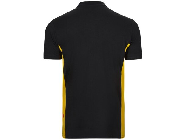 Polo piqué bicolor Supay manga corta con cuello en canalé Negro/Amarillo detalle 30