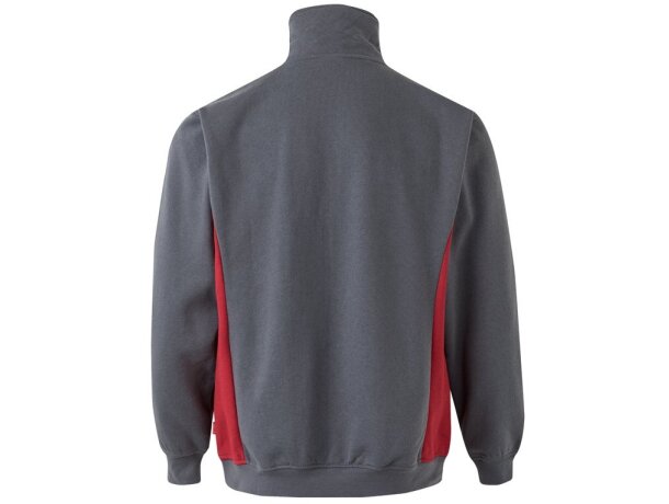 Sudadera de rizo bicolor Svarog cuello alto media cremallera Gris/Rojo detalle 11