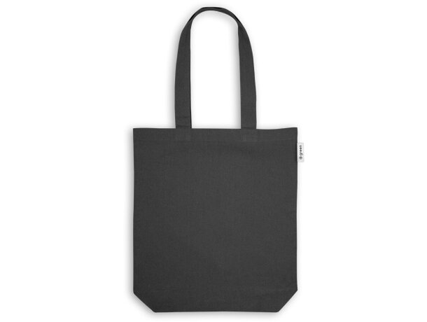 Bolsa algodón poliéster reciclado asas largas 220 g/m2 Hi!dea Negro detalle 12