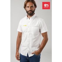 Camisa oxford blanca unisex manga corta certificada