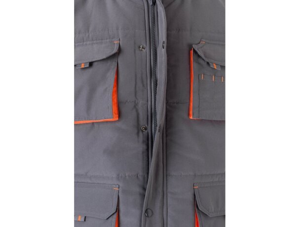 Chaleco acolchado bicolor multibolsillos unisex VL Nergal Gris/Naranja detalle 49