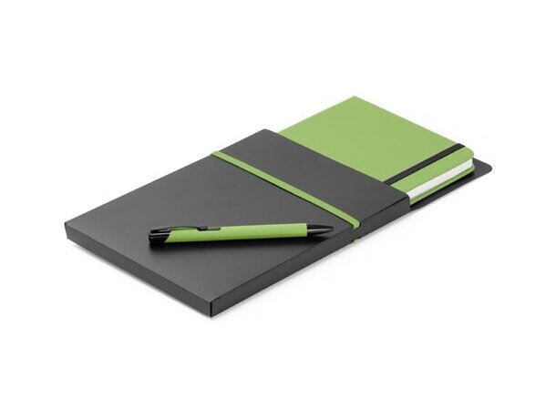 Set de bolígrafo y bloc de notas. verde claro