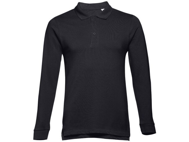 Polo Bern de manga larga en algodón 210 g/m² para hombre Negro detalle 28