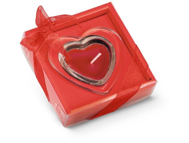 Vela aromática Sweet cristal rojo con corazón y caja decorativa detalle 1