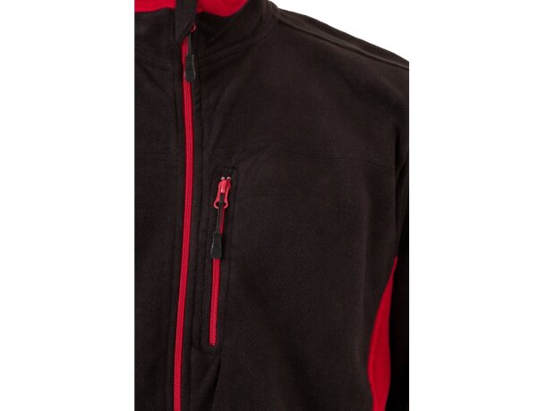 Chaqueta polar bicolor Geras con cinco bolsillos y cremallera Negro/Rojo detalle 20