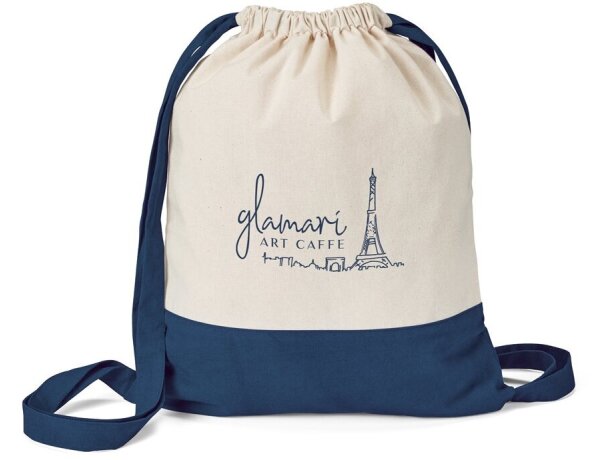 Mochila de deporte con cuerdas de algodón Hi!dea Romford Azul marino detalle 1