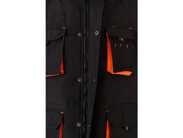 Chaleco acolchado bicolor multibolsillos unisex VL Nergal Negro/Naranja detalle 59