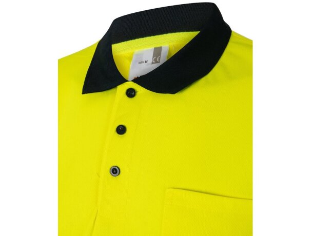 Polo fortuna alta visibilidad con bandas reflectantes Azul marino/Amarillo detalle 9
