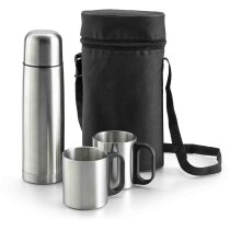 Set de termo y 2 tazas con funda gris claro