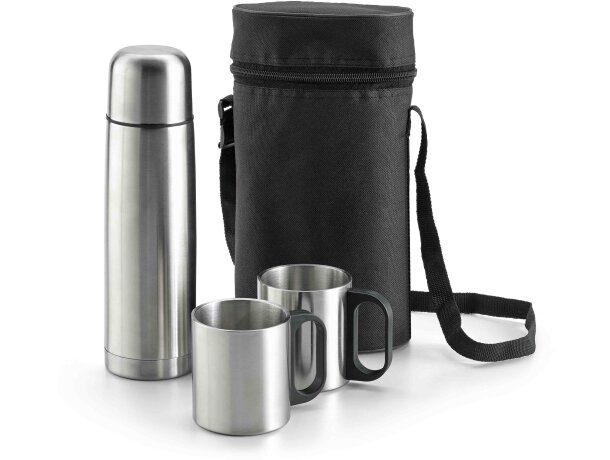 Set de termo y 2 tazas con funda gris claro
