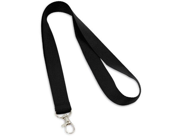 Lanyard de poliéster con mosquetón negra personalizado