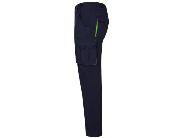Pantalón elástico bicolor fides con seis bolsillos funcionales Azul marino/Verde detalle 27