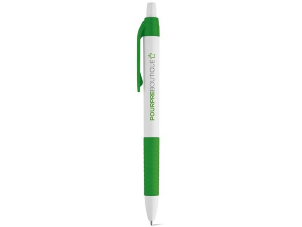 Bolígrafo Aero con grip y clip en color verde