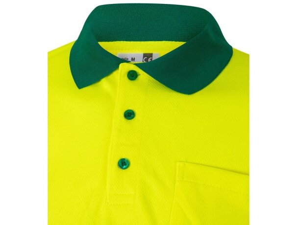 Polo bicolor alta visibilidad VL Vulcan manga larga Verde/Amarillo detalle 29