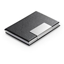 Tarjetero Reeves aluminio con polipiel negra